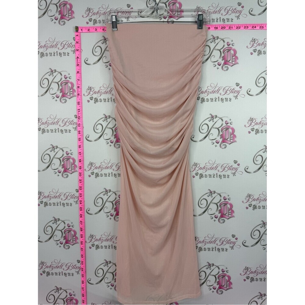 Dynamite skirt long light Blush Pink Ruched Midi Skirt